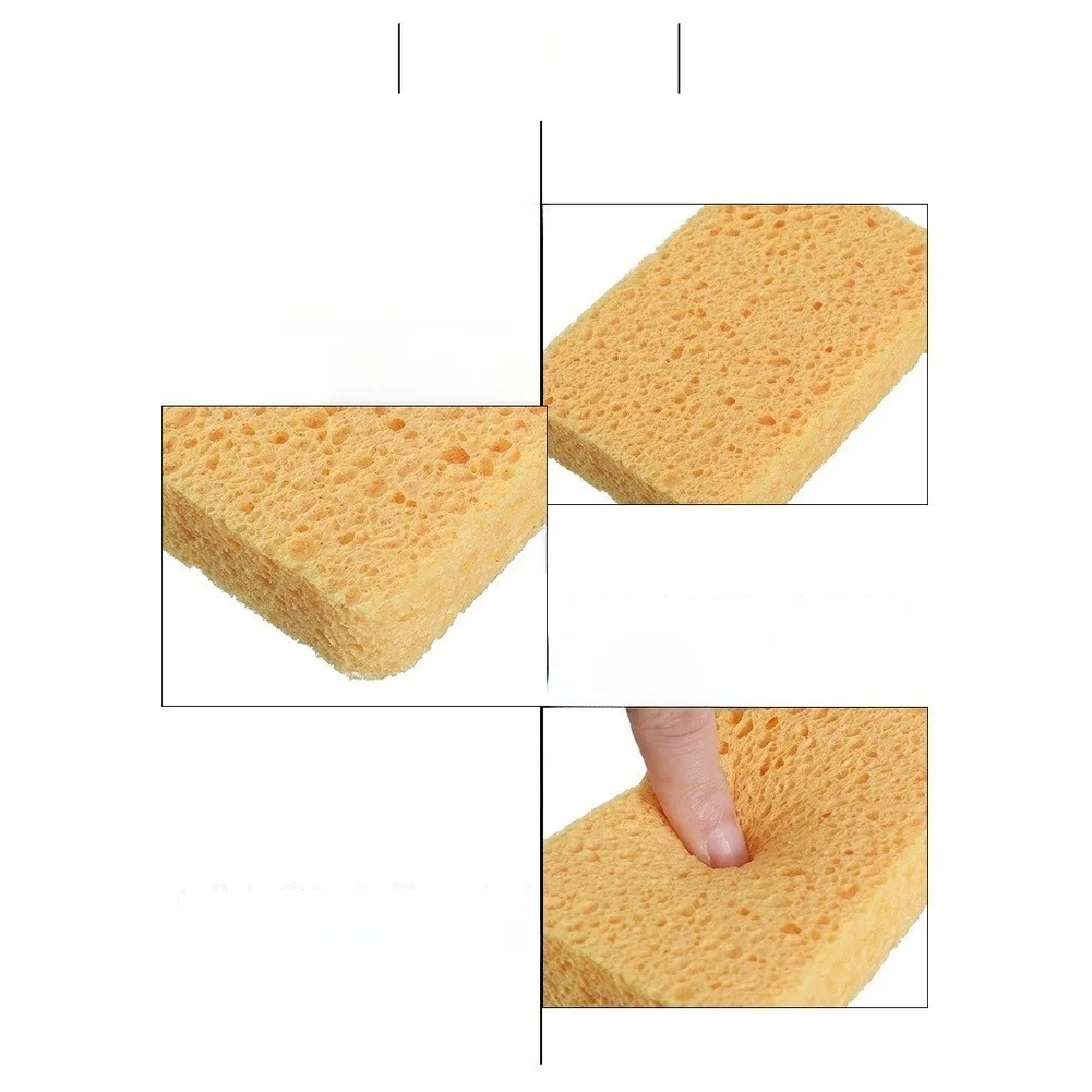 Wood Pulp Sponge Eraser for Grout Cleaning 11x7x3cm Ochre Yellow Non Shedding High Absorbency and Kitchenware Cleaner