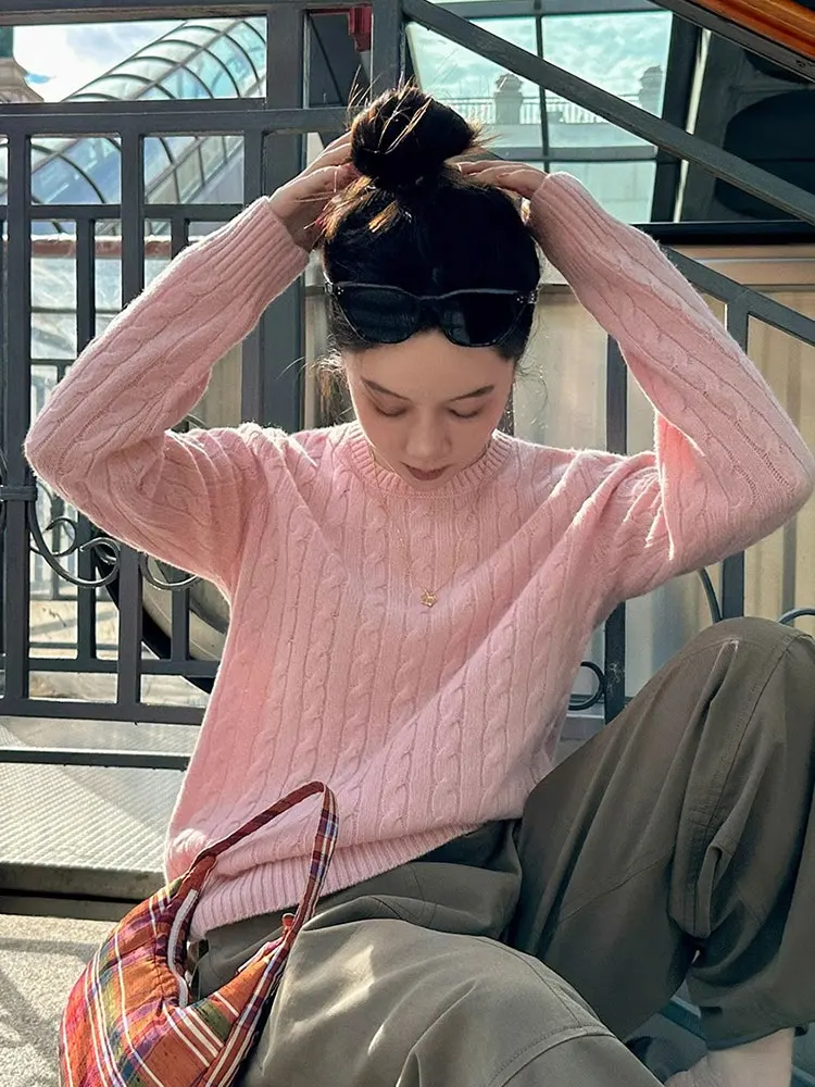 Ретро Ele с цветочным узором Lazy Sle Верхний вязаный свитер Camere Высококачественный длинный светящийся красивый свитер в Корейском стиле...