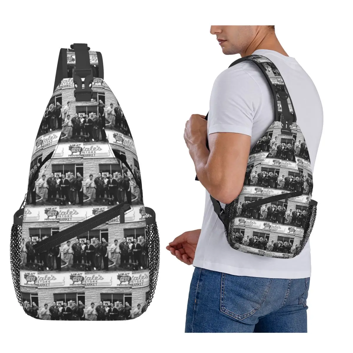 

The Sopranos Family Chest Bag Men Sling Crossbody Backpack Chest Bag Travel Hiking Daypack Shoulder Bag