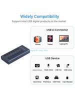 E74D USB3.0 HUB 7x USB Splitter 7-Port USB Expander 12V Power Adapter 5Gbps USB3.0 Docking Station with Switch Led Light