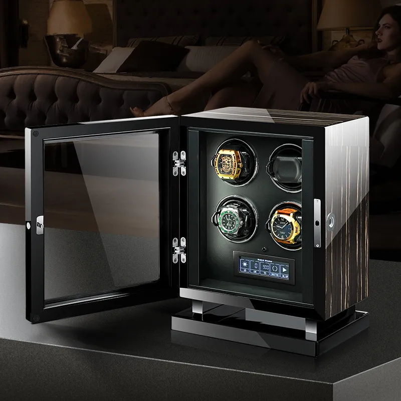 Embers Watch Winder 6 Slots,Automatic Watch Winder with Fingerprint Unlock,Silent German Motor,Watch Storage Case