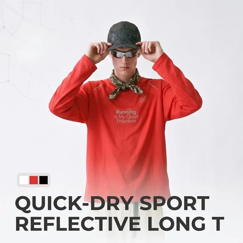 T-shirt de sport réfléchissant pour la course – T-shirt unisexe à col rond, respirant et évacuant l’humidité, offrant une excellente visibilité pour la course nocturne et la randonnée.