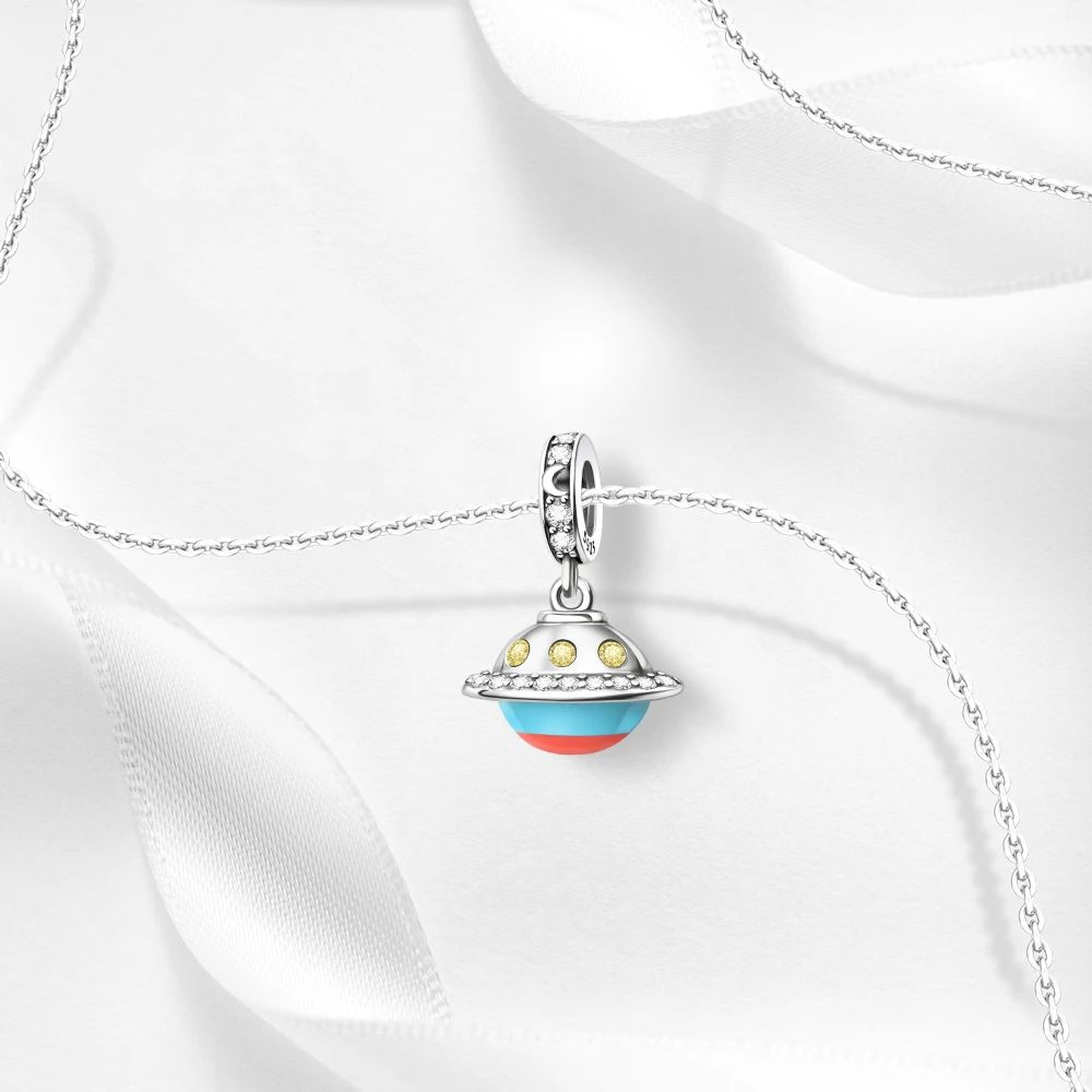 Ahthen 925 فضة رائجة البيع الخرز UFO استرخى سحر صالح ثعبان سلسلة أساور القلائد للنساء صنع المجوهرات