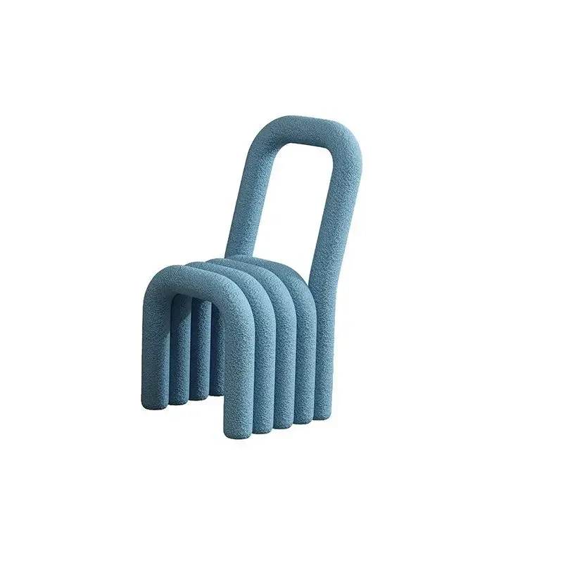 

"Minimalist Rainbow Chair - Ins Special-shaped Makeup Stool with Lambswool Design for Bedroom and Dining"