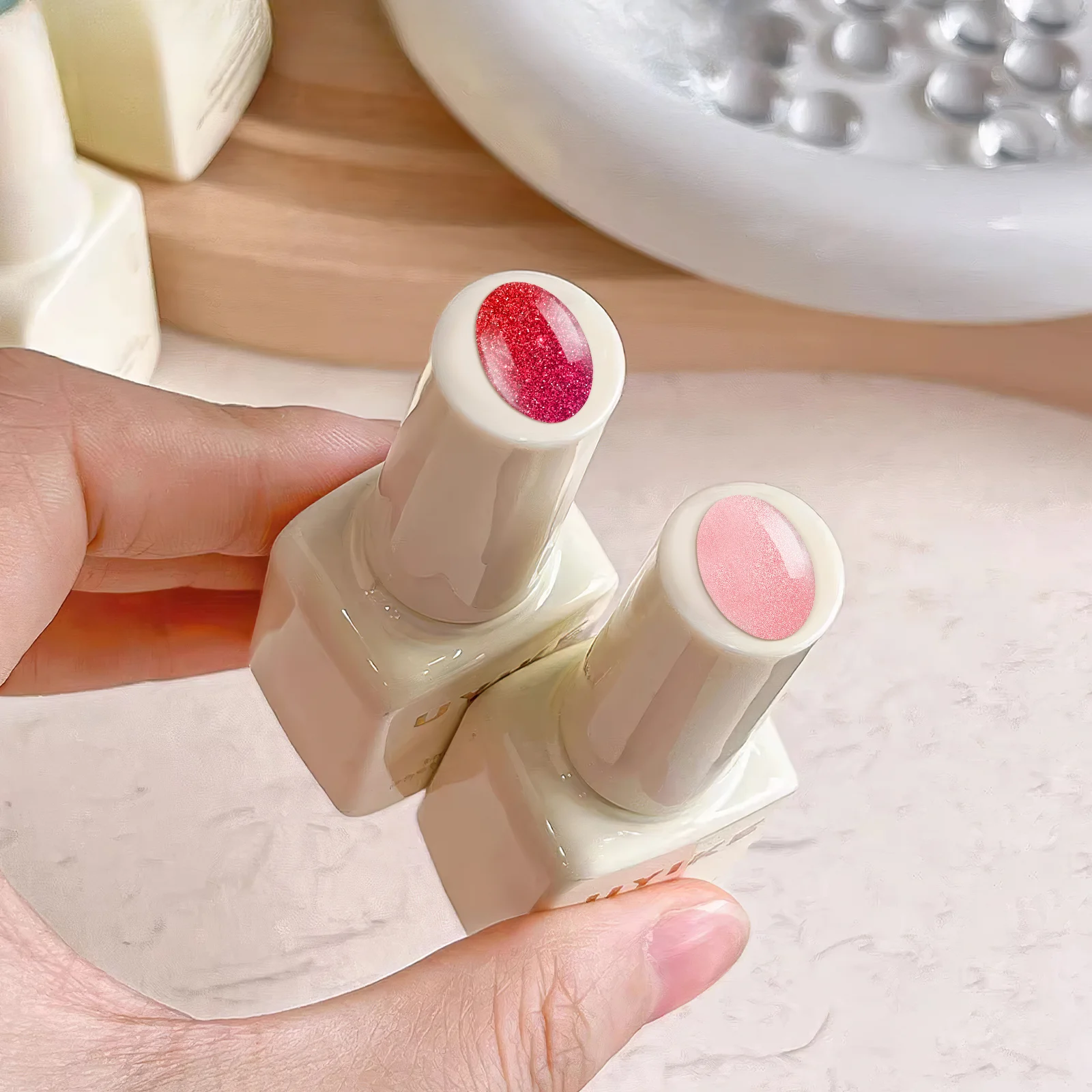 

30Pcs Glass Clear Nail Color Display Beads Nail Art Showing Board Salon Polish Manicure Tool Polish Board Display