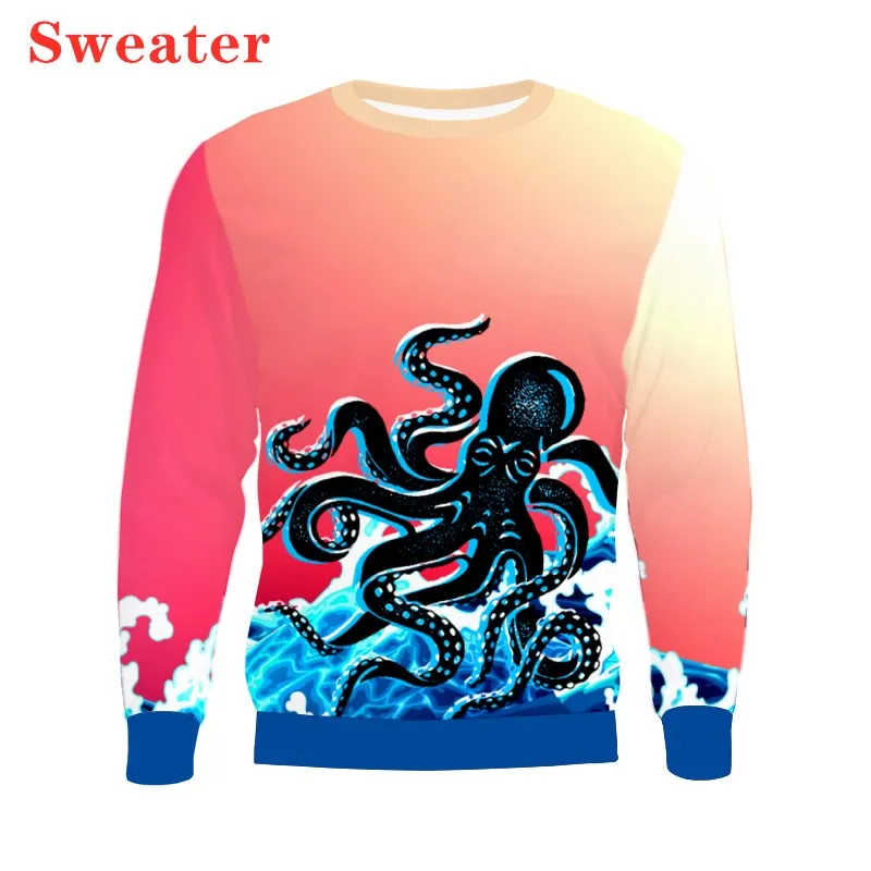 New 3D Printing Kraken octopus Fashion Men Women Tracksuits Crewneck Hip Hop Sweater Plus Size S-7XL Harajuku  Seasons Casual