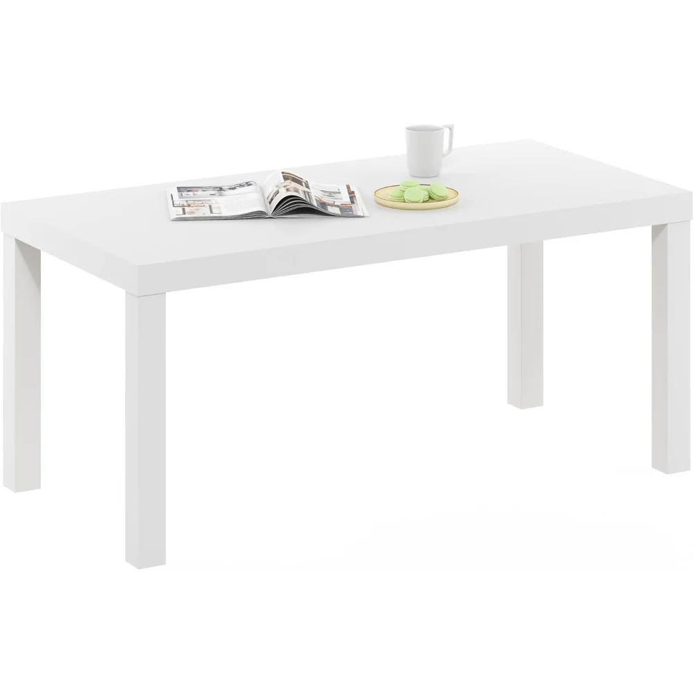 

CoffeeTable(White)- 1.8 Inch Thick Tabletop, Versatile Side Table for Living Room & Home Office, Sleek Practical Home Furniture