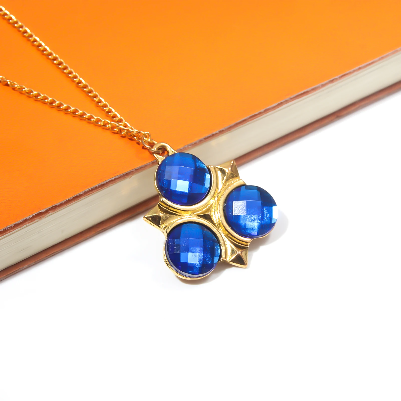 Game Zeldas Pendant Necklace Vintage Design Water Spirit Sapphire Necklace Cosplay Props For Men Women Jewelry Pendant Gift