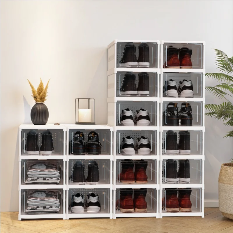 منظم وحدة صناديق تخزين الأحذية القابلة للطي متعددة الطبقات - موفر للمساحة #4