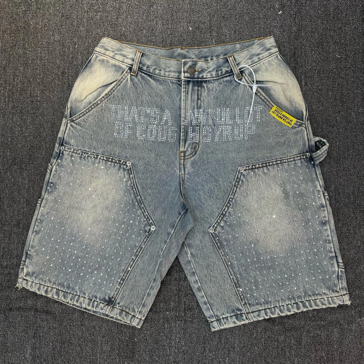 

Casual Printed Water Waed Rhinestone ort Jeans Youth Straight Leg mid Waist Summer orts Trendy Casual Jeans orts