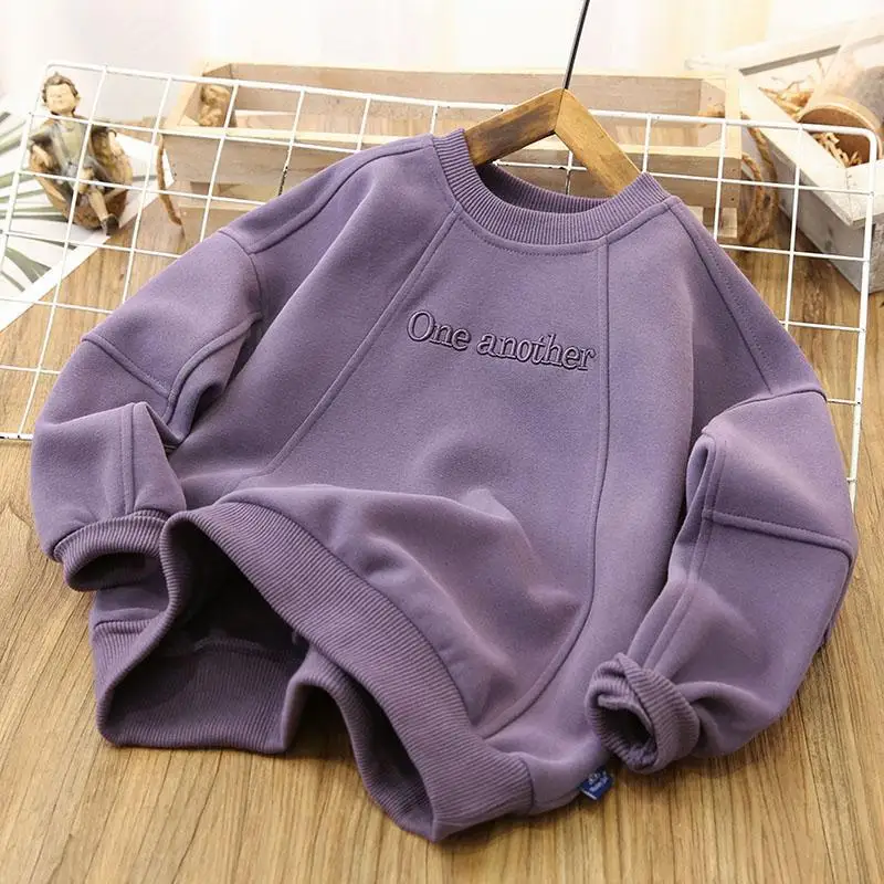 Boys Hoodies Sweatshirts Cotton Tops Outwear 2023 Purple Spring Autumn Kids Sport Uniforms Children\'s Clothing