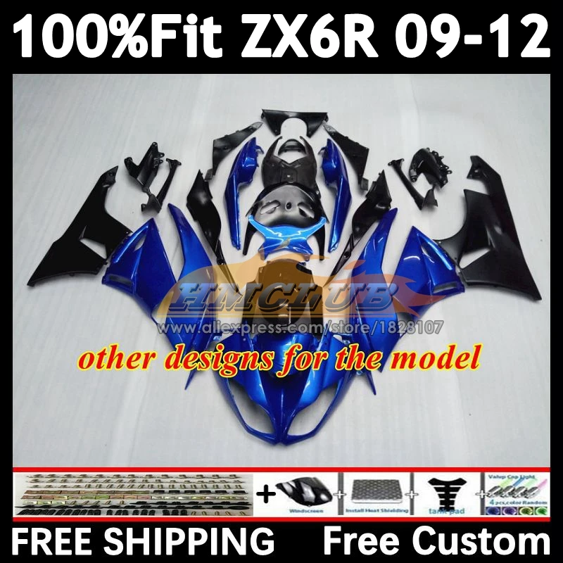 Gloss Black Injection Kit For KAWASAKI NINJA ZX-636 ZX-6R 2009 2010 2011 2012 158No.1 ZX 636 6R ZX636 ZX6R 09 10 11 12 Fairing