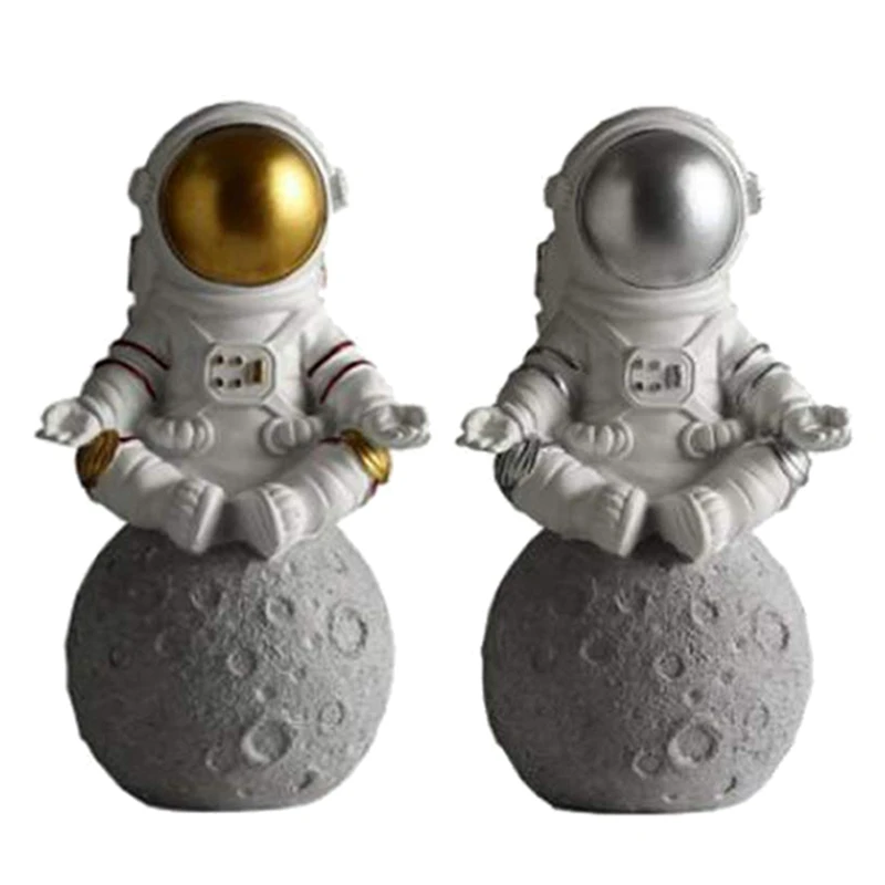 Astronaut And Planet Statue Desk Decor Spaceman Living Room Ornament