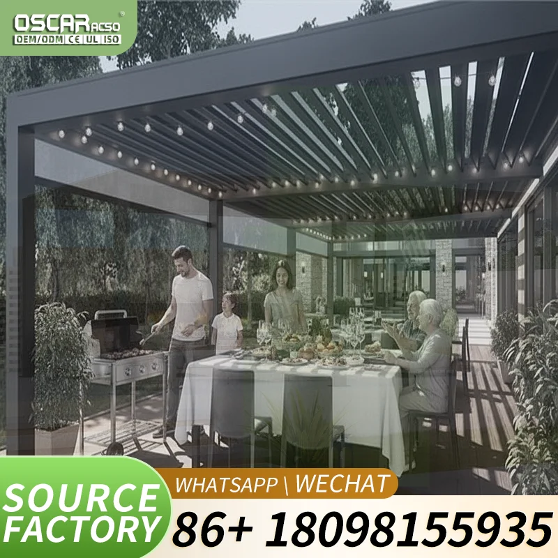 Outdoor Modern New Design Aluminium Gazebos and Pergolas with LED Lights Customizable for Gardens Patios and Backyards in US and