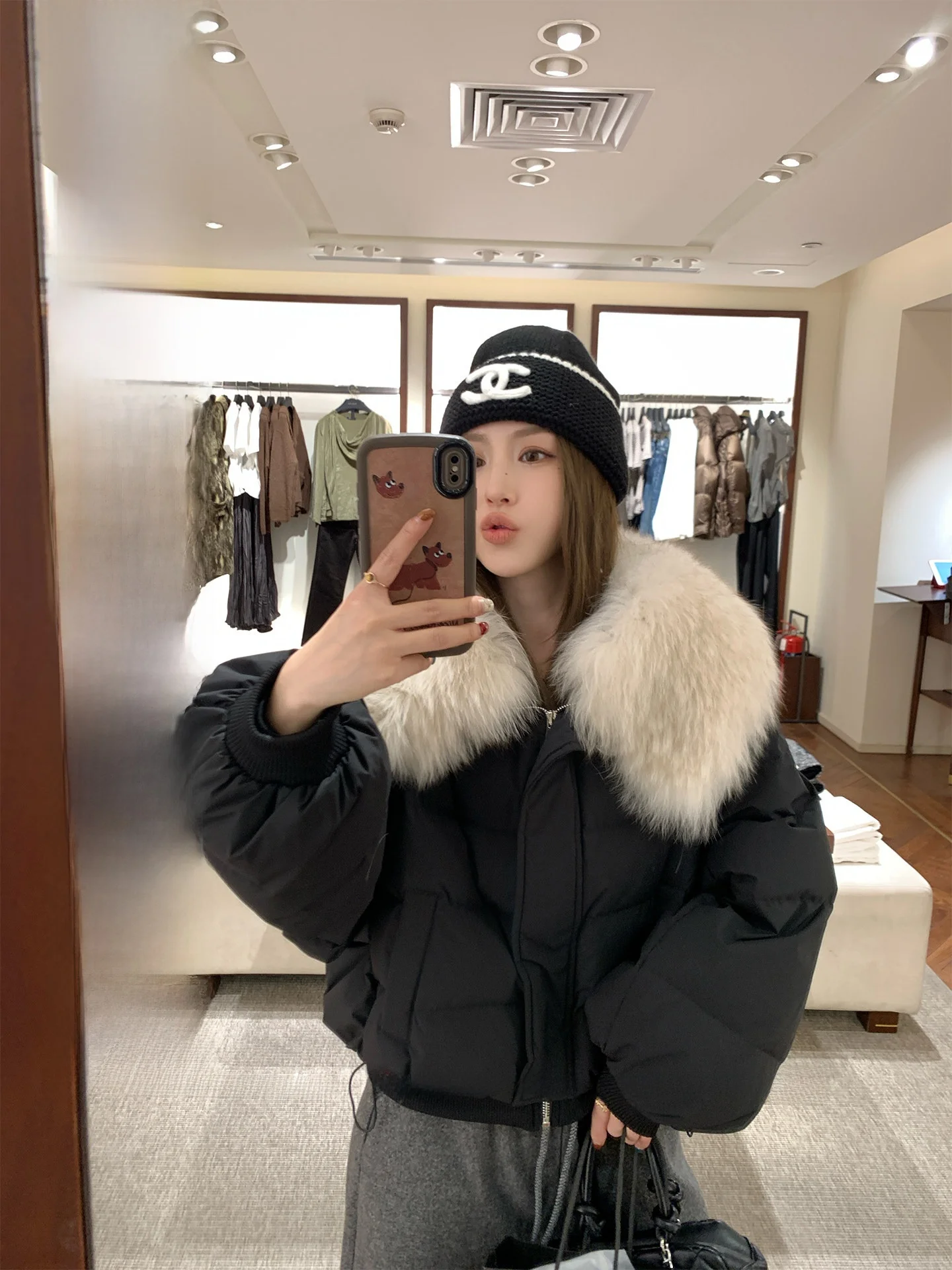 

MLS Snow Peak Soft Lightweight Puffy Winter Women's down Jaet Large Fur Collar 90 White Du down Warm Thi Duffel Coat