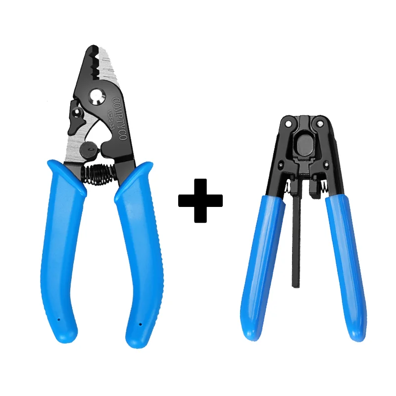 

2 in 1 FTTH Fiber Optic Tool Kit Blue VCFS-33 Fiber Stripper Three-port Fiber Stripping Pliers and 3mm*2mm Leather Wire Stripper