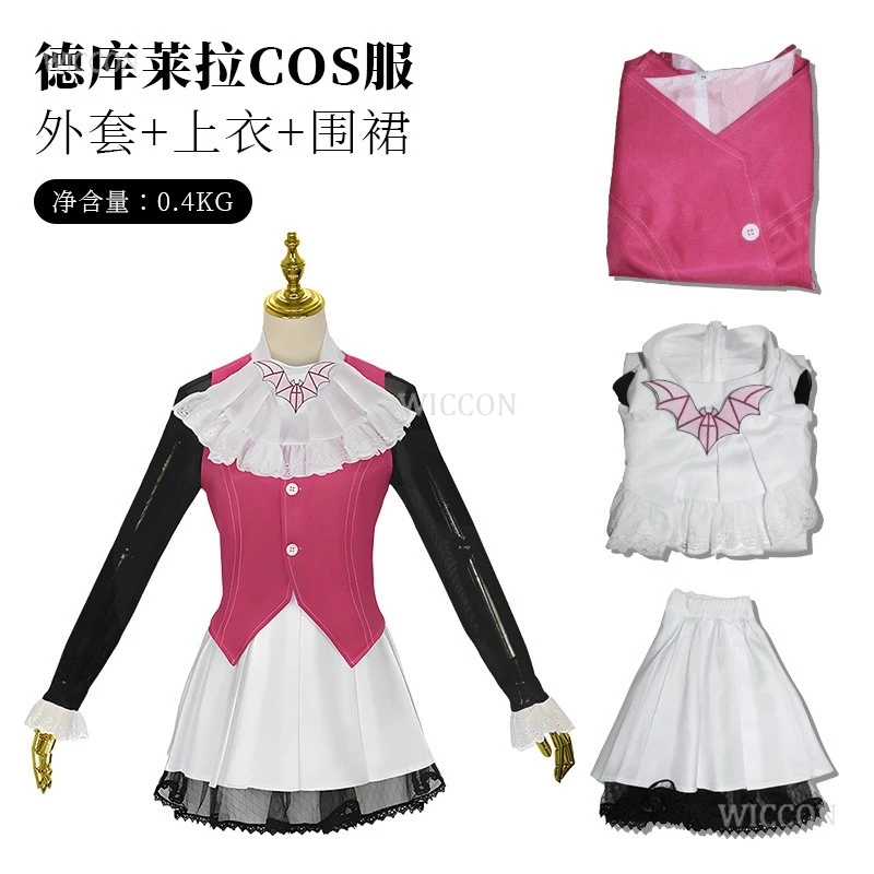 Monster Cos High: Draculaura przebranie na karnawał różowy garnitur wampirze Draculaura peruka Anime kobieta Cosplay kostiumy na Halloween buty