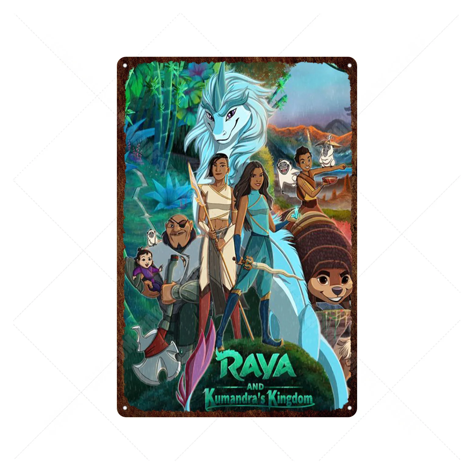 Disney Classic Movie Raya and The Last Dragon Metal Tin Sign Vintage Poster Retro Plaque Iron Painting Wall Plaque Home Decor