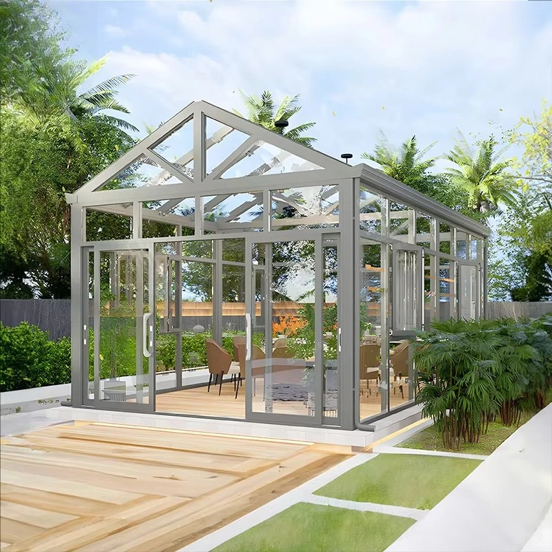 House Outdoor Sun Rooms Aluminium Sunrooms High Quality Aluminum & Glass Garden Glass Laminated Tempered Glass Triangle Roof Ect