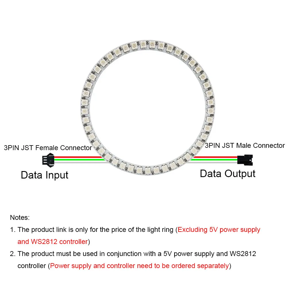 DC5V WS2812B LED Pixel Ring WS2812 Full Color RGBIC Independent Address 8/16/24/35/45 Ring RGB Circular Smart Module Light