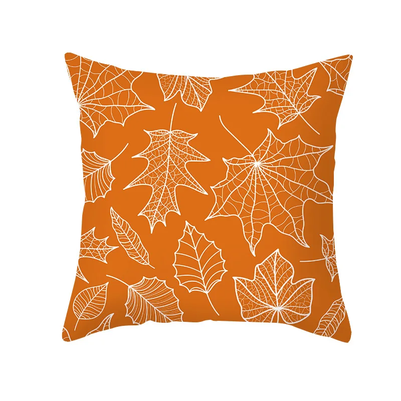 Pillow cover autumn maple leaf sofa cushion household products peach skin velvet cushion cover fall decor