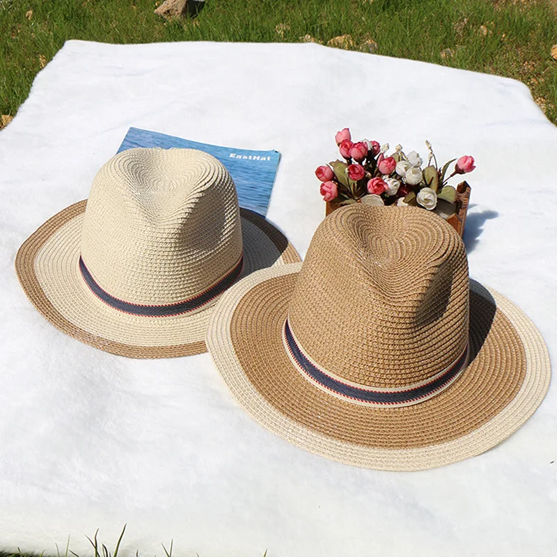 Flat Edge Billycock Female Summer British Style Retro Straw Hat Fashion All-match Short Brim Sun Hat Sun Protection Hat Female