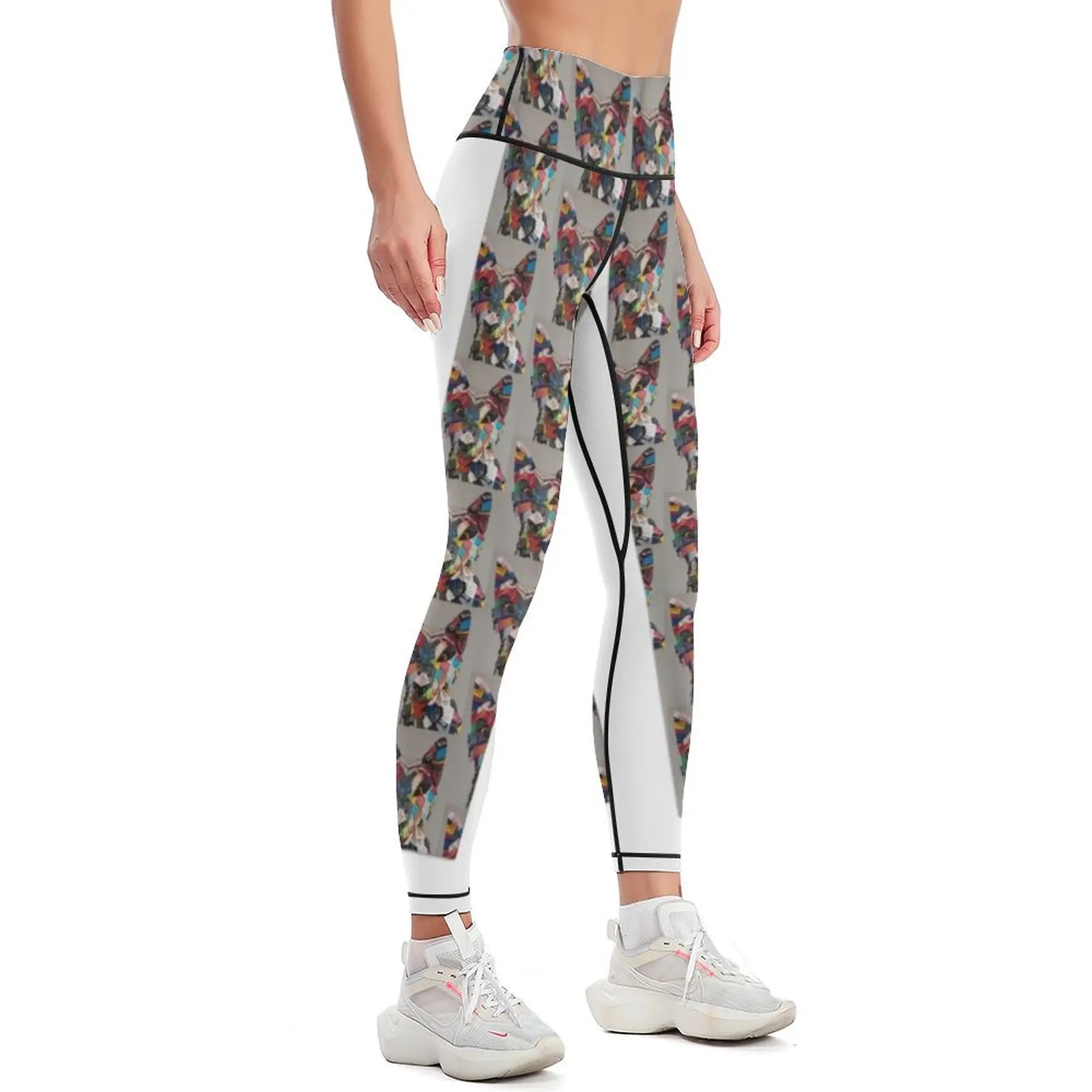 Dot's Patchwork Hund Leggings Damen Sport hose Jogging hose sportliche Frau Push-up Damen Leggings