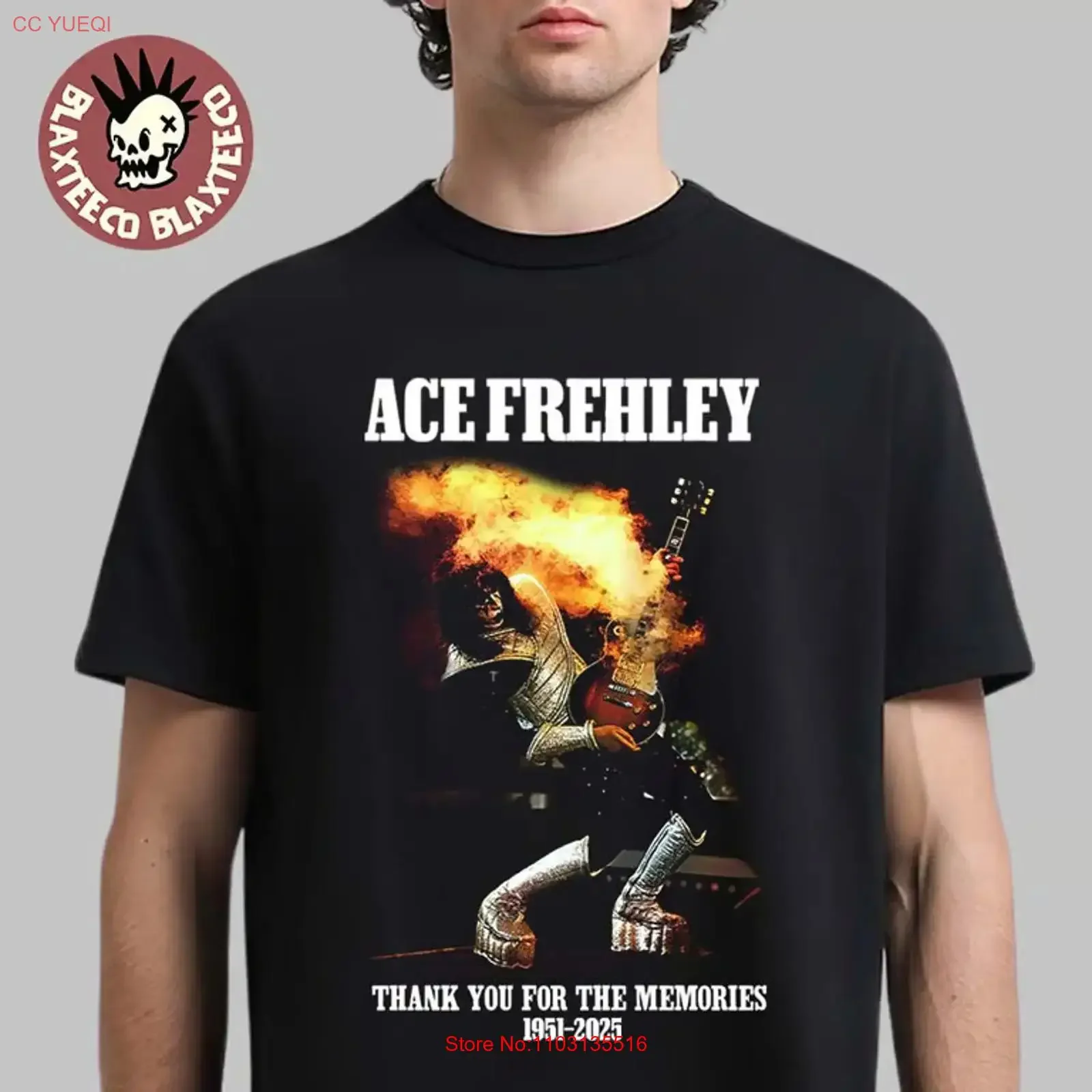 T-shirt unisexe décontracté Kiss Ace Frehley RIP 1951 2025, édition hommage, signature de remerciement, style vintage délavé, extensible, doux et élégant pour homme
