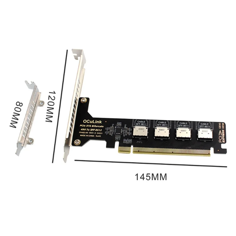 ABZW PCI-E X16 Split 4 Porte Scheda di Espansione Oculink SFF8611 e 8612 NVME Pcie Solid Dtate Drive Adattatore Formainboard Espansione