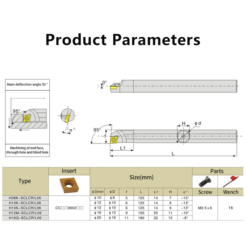 H08K-SCLCR H12M-SCLCR H14N-SCLCR H25S-SCLCR High speed steel turning tool -SCLCR -SCLCL Bar Turning Holder Cutter Bar CNC Lathe