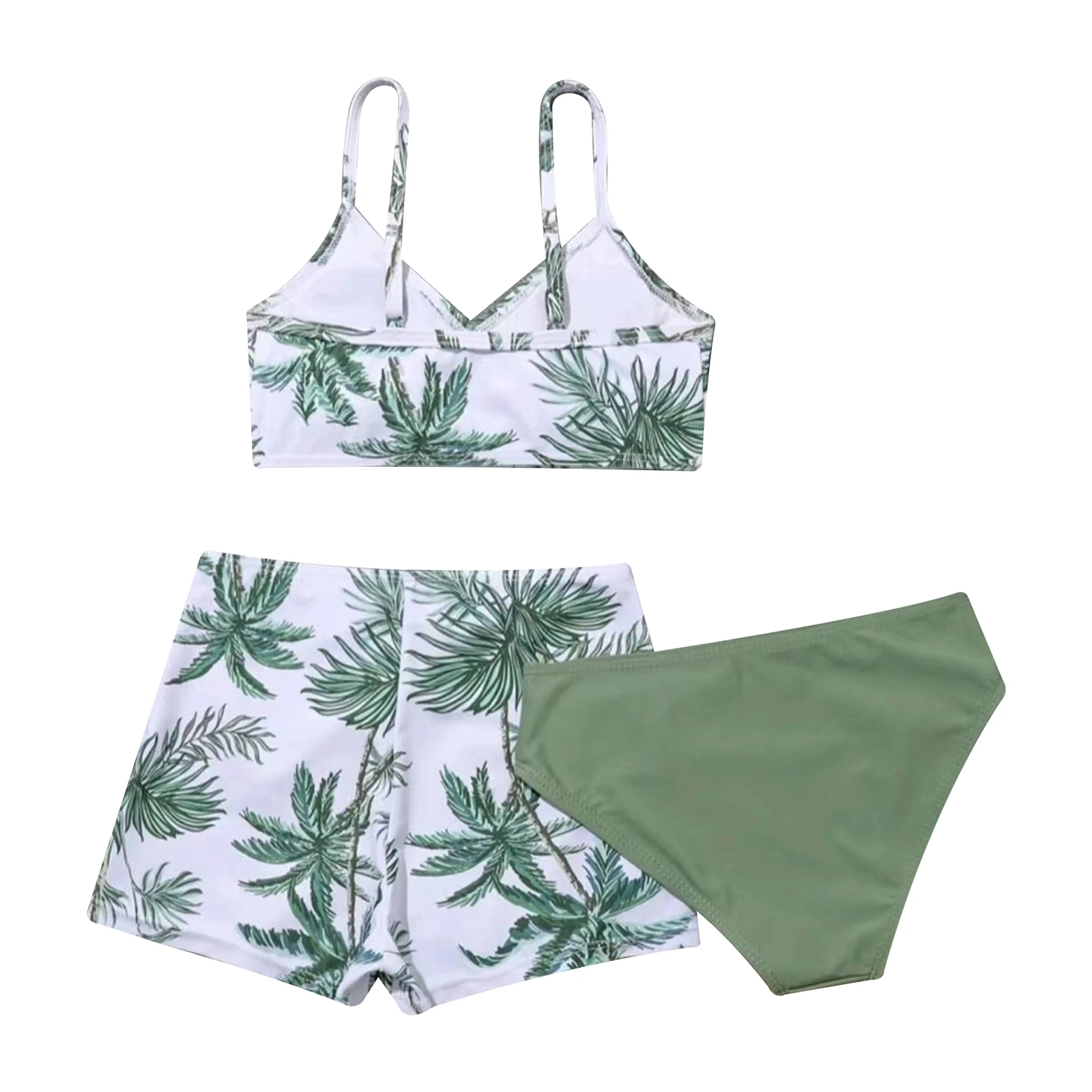 3Pcs Swimsuit Girls Floral Print Bikini Bathing Suits Padded Swim Top Swim Bottom and Skirt Shorts Set Pool Party Beach Swimwear image 5