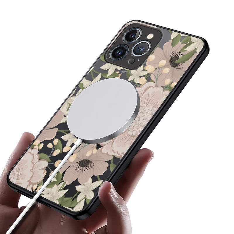 حافظة لهاتف سامسونج جالاكسي S20 FE S21 Plus S25 S24 S23 S22 Ultra لهاتف Magsafe غطاء نمط زهرة مغناطيسي للشحن اللاسلكي #4