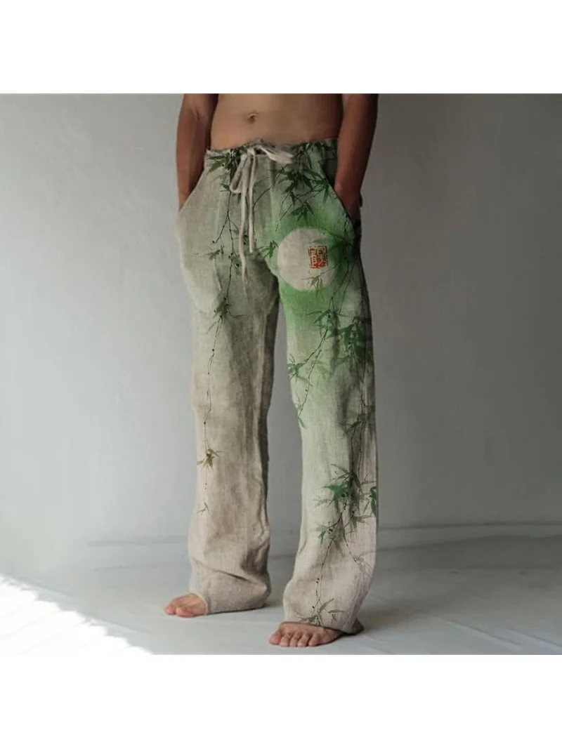 Moonlight Bamboo Forest 3D Printed Travel Wide Leg Pants 2025 Explosive Soft and Comfortable with Pocket Loose Pants