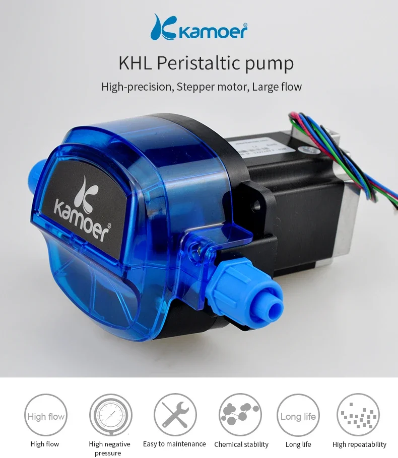 KHL Large Flow Stepper Motor 12v Dosing Pump Hypochlorous Acid Peristaltic Pump Butyl Acetate for Food Liquid Industry