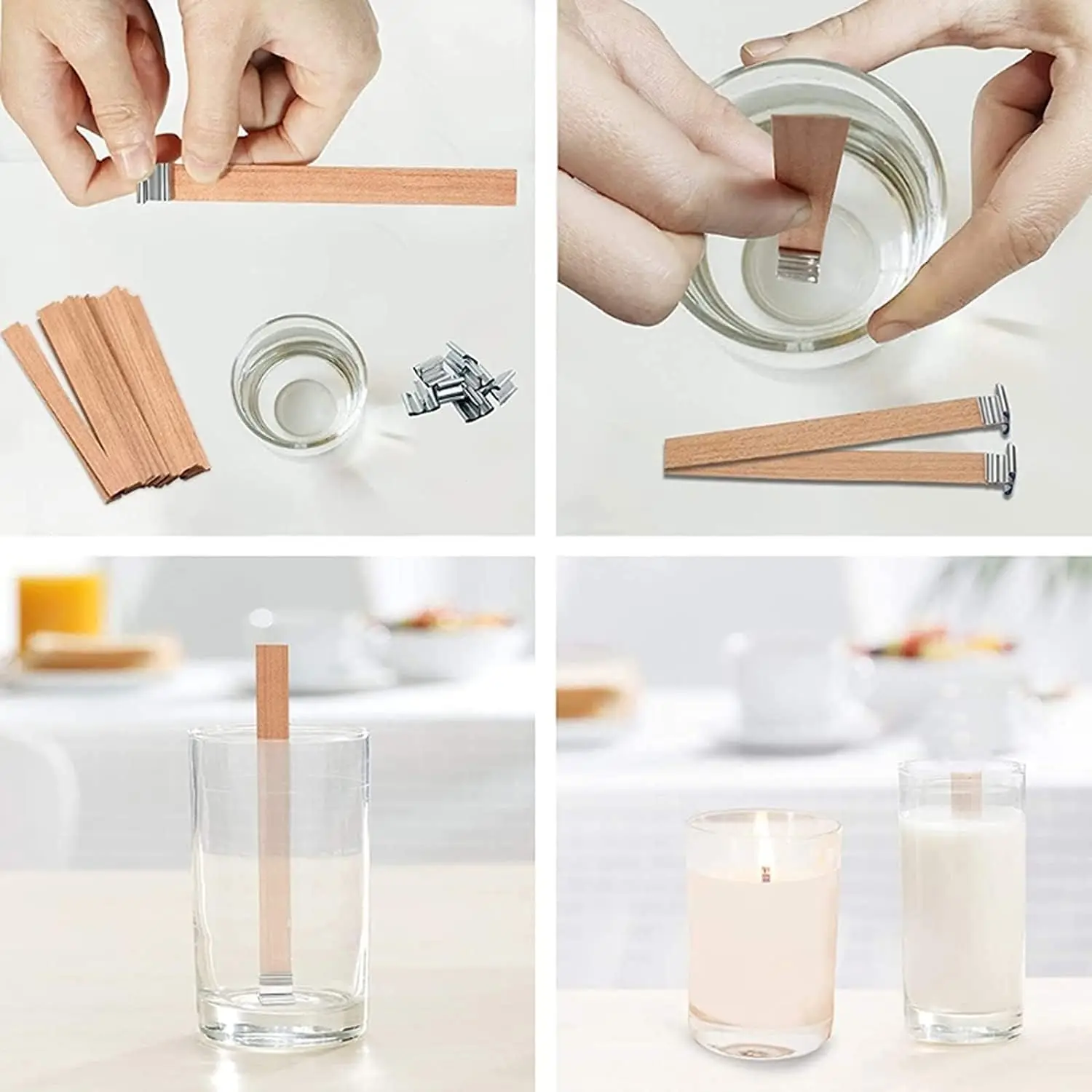 10-100PCS Scented Candle Wood Slice Wick for DIY Paraffin Candle Wick Soy Wick Wood Slice Wick for One Way Candle Handmade