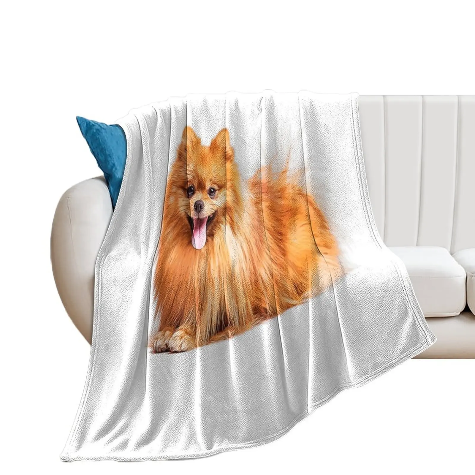 

Cute Red Pomeranian Throw Blanket Large Decorative Sofa Soft Plush Plaid manga Blankets