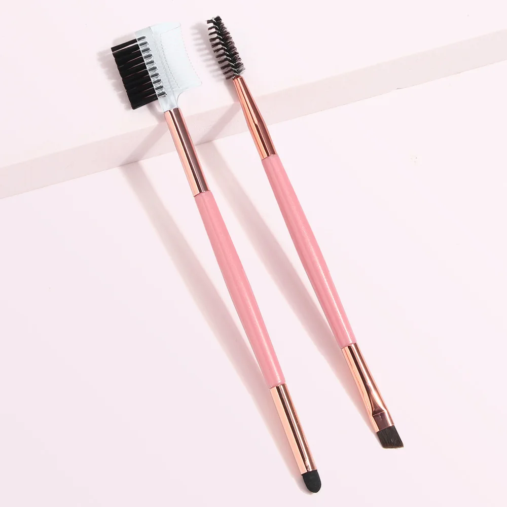 2pc Professional Double Sided Double Eyebrow Brush Eyebrow Enhancer Angled Eyebrow Brush Multifunctional Comb Beauty Makeup Tool