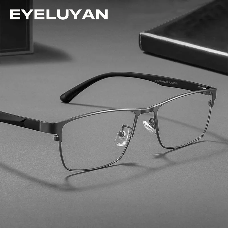 

EYELUYAN мужские оптические очки без оправы, оправа из сплава, TR90, храм, модные очки в деловом стиле, корректирующие очки, оправа для близорукости