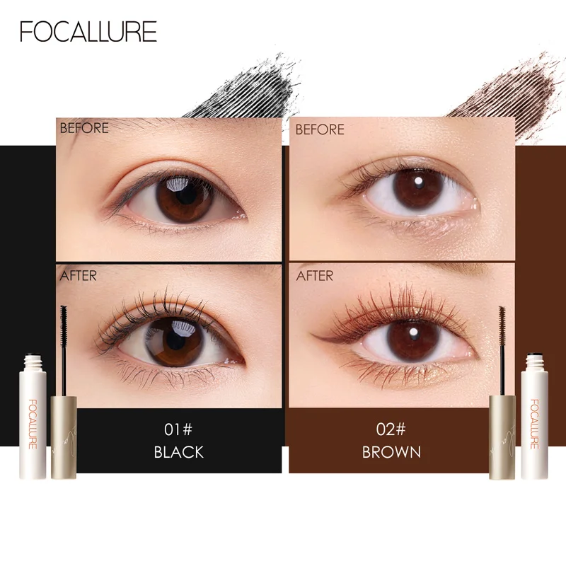 FOCALLURE 4d Eyelash Mascara Non Caking Super Lengthening Curling Mascara Makeup Natural Eye Lash Extension Black Brown