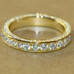 Huitan Classic Wedding Bands Women Rings Full Paved CZ Exquisite Promise Rings Daily Wear Versatile Accessories Timeless Jewelry