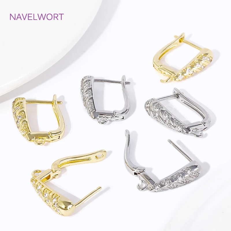 DIY Kreative Verschluss Earwire 18K Gold Überzogene Zirkon Ohrring Haken Verschlüsse Natur Shell Ohrring Verschlüsse Zubehör Großhandel – Detail 15