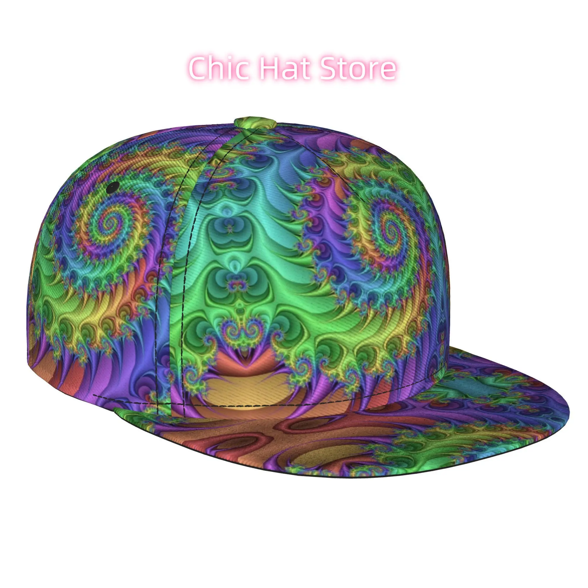 1pc of Abstract Art Featuring a Fractal Spiral, Fully Printed Hip-Hop Caps, Baseball Caps with a Trendy Flat Brim, Casual Sports