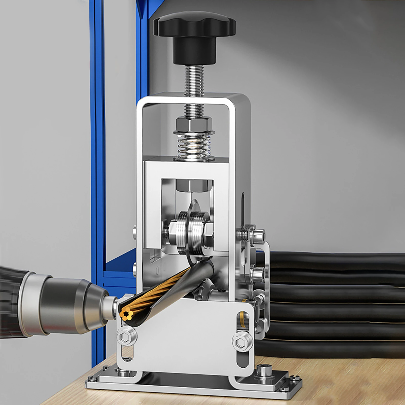 Máquina Manual Pelacables 2 en 1, Accionada por Taladro y Manivela, para Desforrar Cables de Cobre y Recortes de Cableado