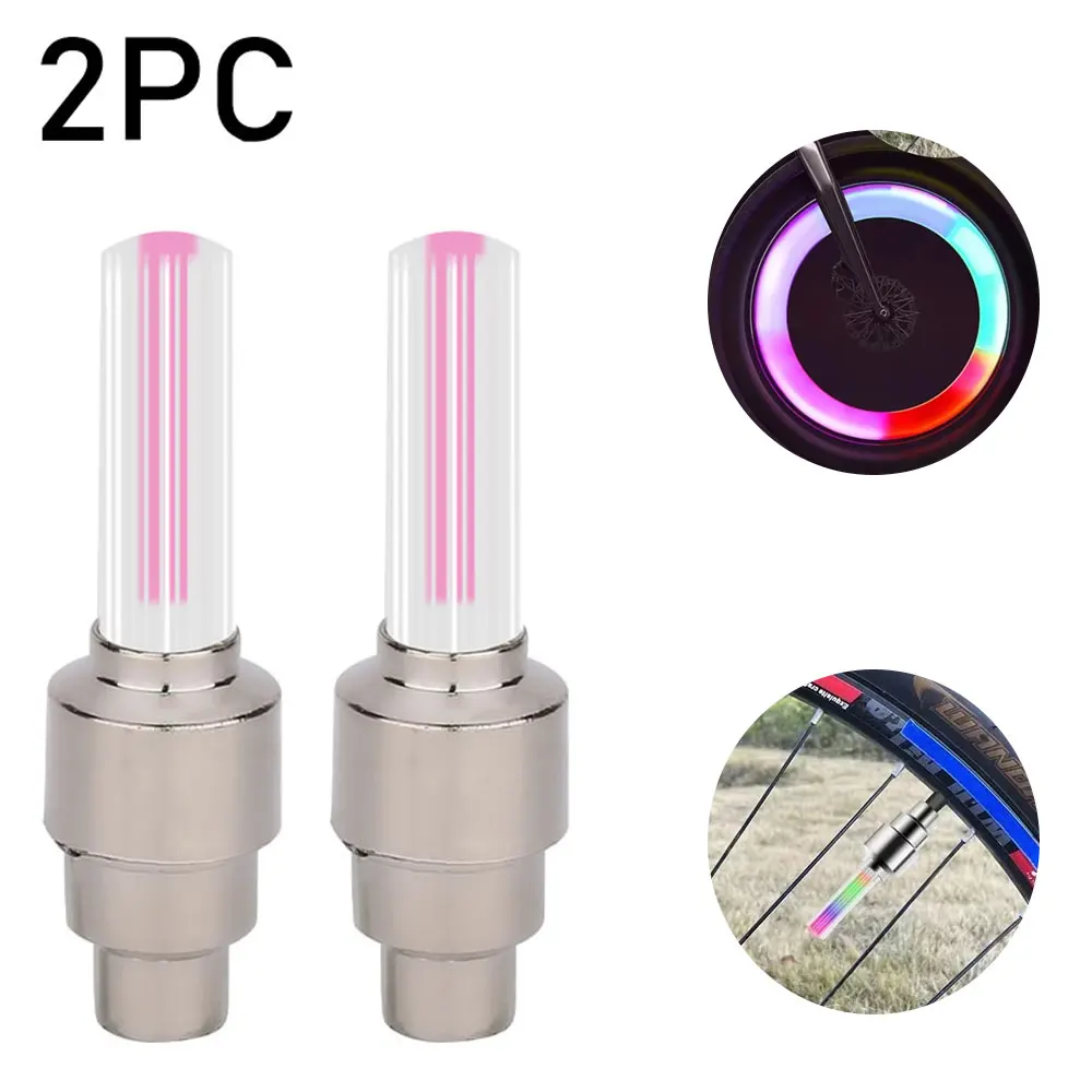 2 قطعة دراجة LED صغيرة الضوء الخلفي الجبلية عجلة الإطارات فوهة صمام قبعات مصباح رائجة البيع النيون الدراجة تكلم ضوء الدراجات تحذير رئيس الخلفية