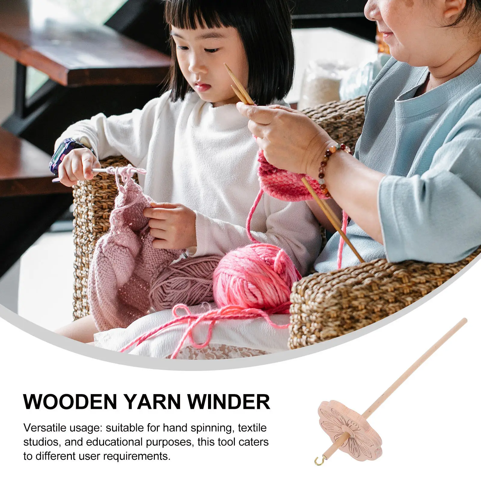 Wooden Yarn Spinning Wheel Part Hardwood Drop Spindle Top Thread Spinning Wheel Smooth Yarn Production Wool Spinner view 4