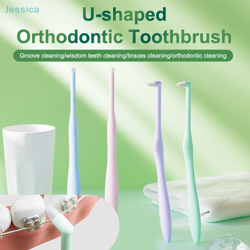 

♥U-Shaped Orthodontic Toothbrush - Interdental & Braces Cleaning Brush, Groove/Wisdom Tooth Cleaner For Orthodontic Care