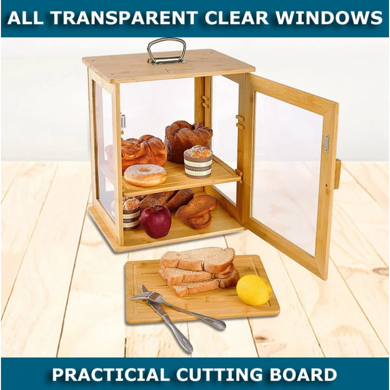 custom.3 Layer Large Bread Box Kitchen - Portable Bread Box with All and Adjustable Shelves