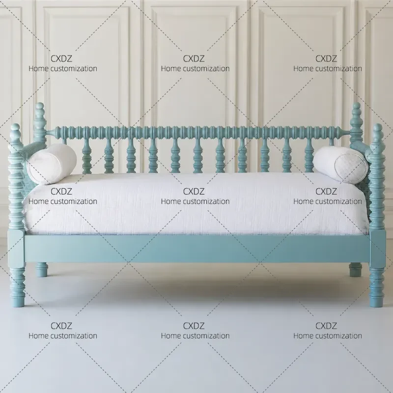 New Nordic Solid Wood Bed White Oak Sofa Bed Creative Bedside Stool Simple Sofa