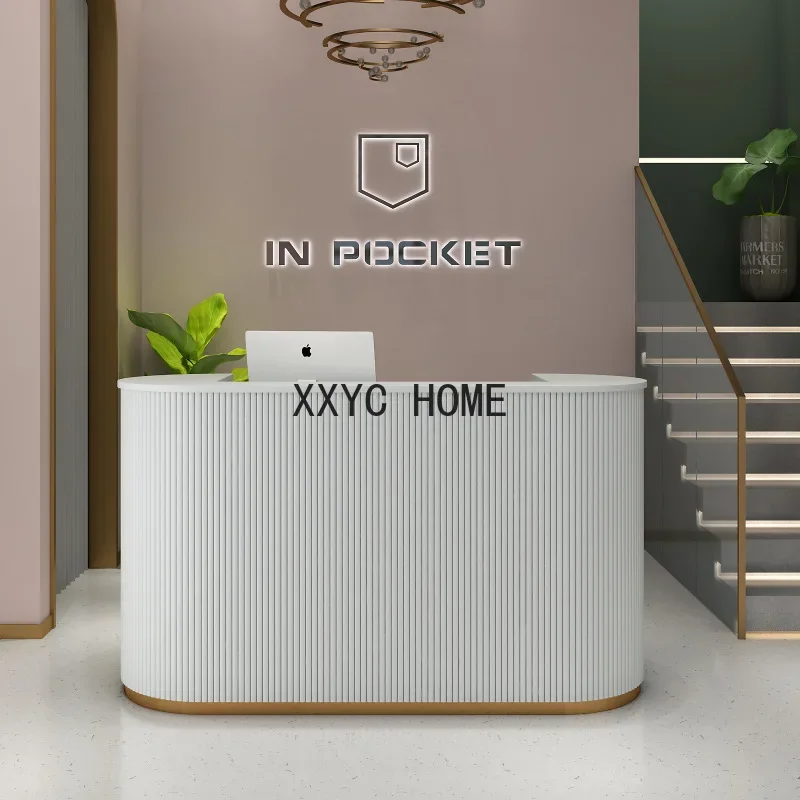 Clothing store curved cash register shop small beauty   front desk counter light luxury nail  simple modern bar counter