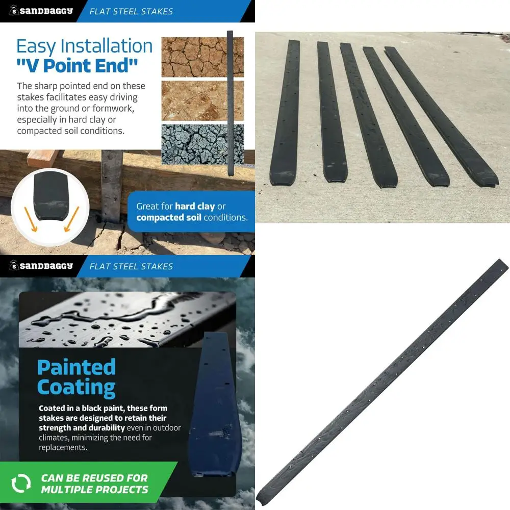 

1.5 Wide Removable, Reusable V-Point Steel Stakes for Construction, 36 Long